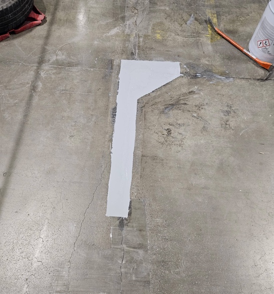 Lagad betongyta hos Skanlog under reparation
