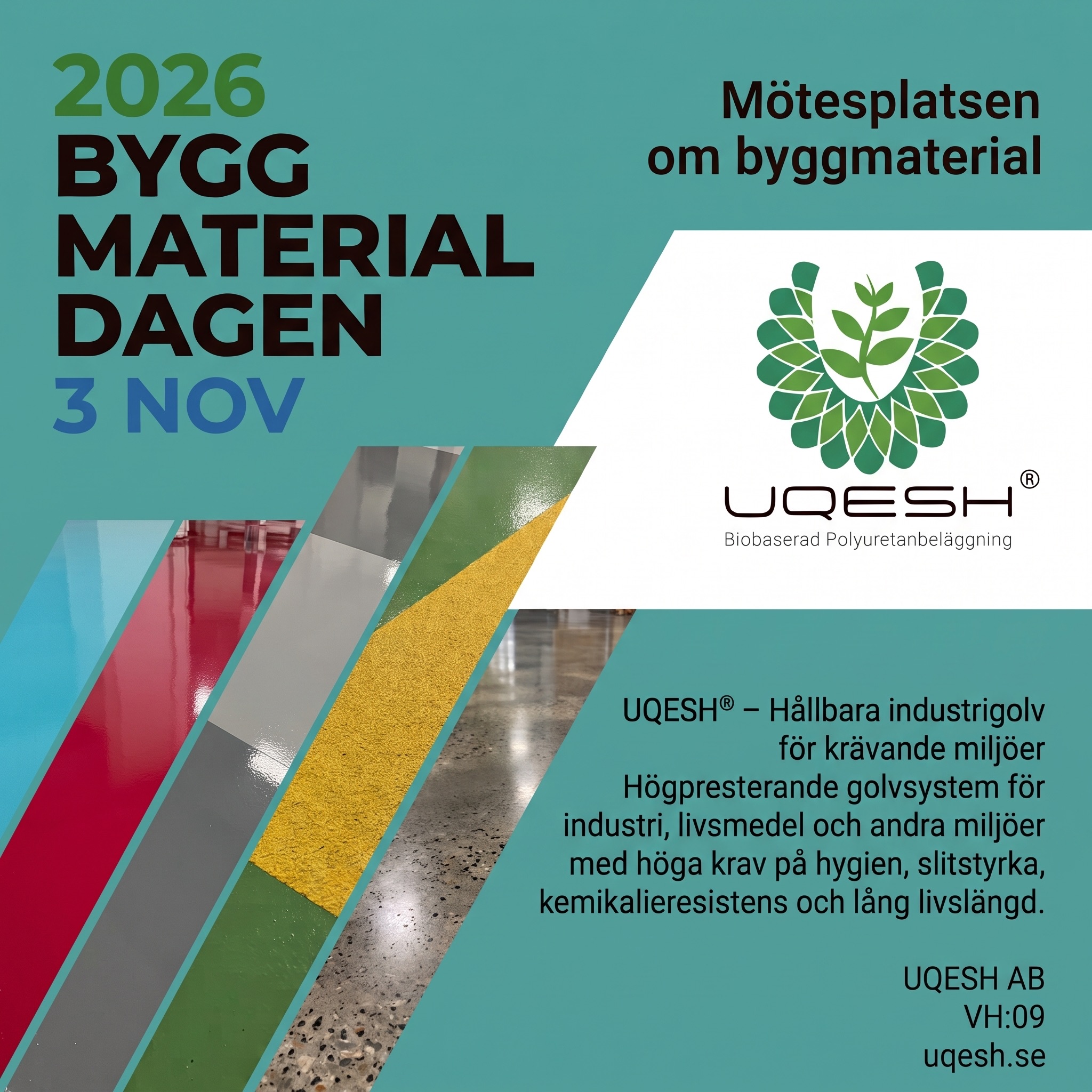 UQESH på Byggmaterialdagen 2026, monter VH:09