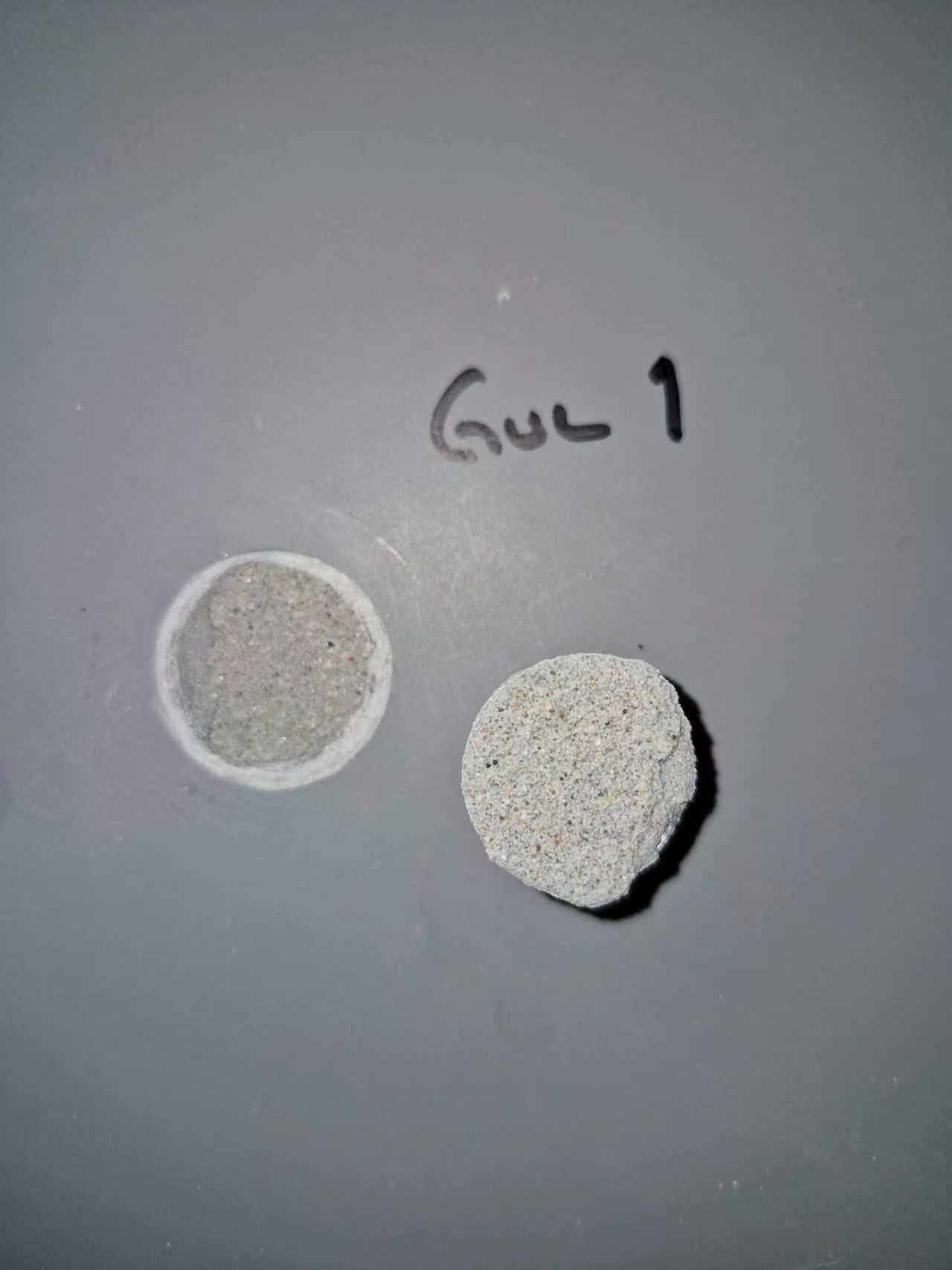 Dolly-test Gul 1 – 6,38 MPa, brott 90% i betongen, 10% i gränsskiktet